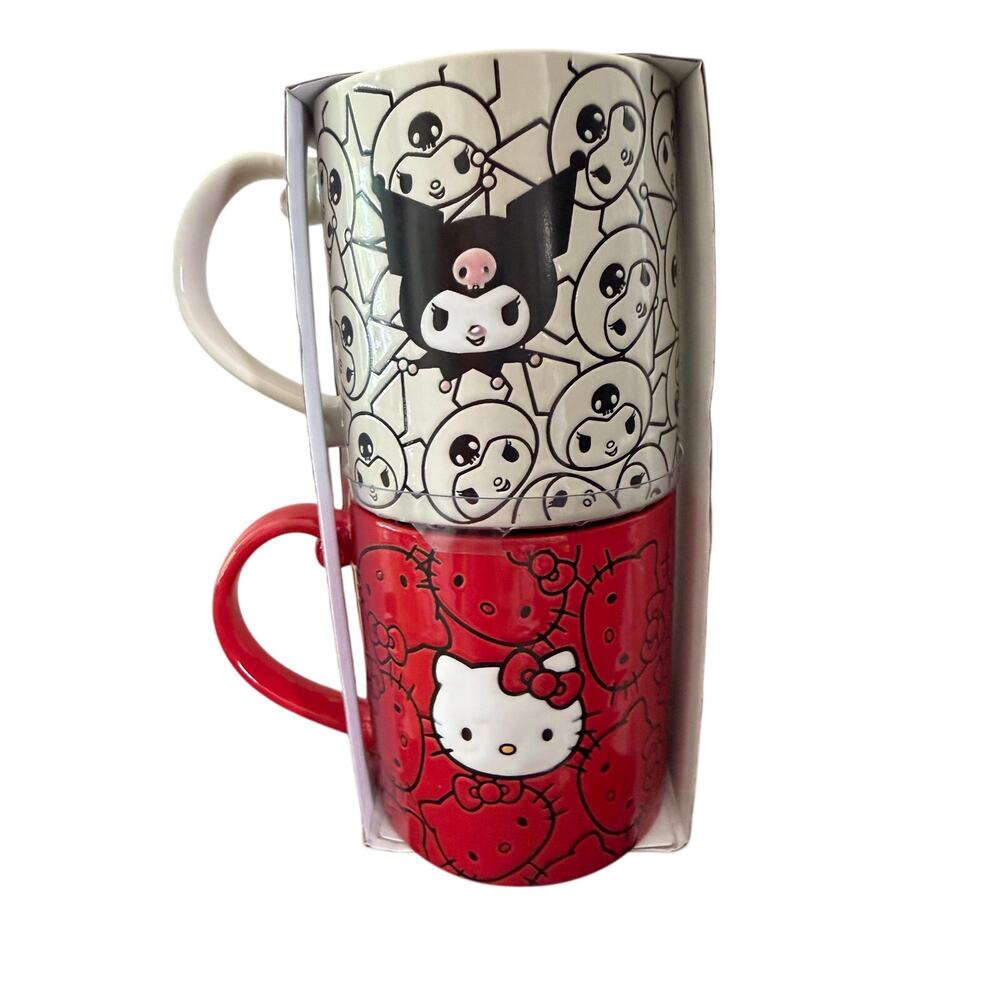 Blue Sky NEW Hello Kitty and Kuromi Repeat Wrap 21 OZ Mug Set of 2